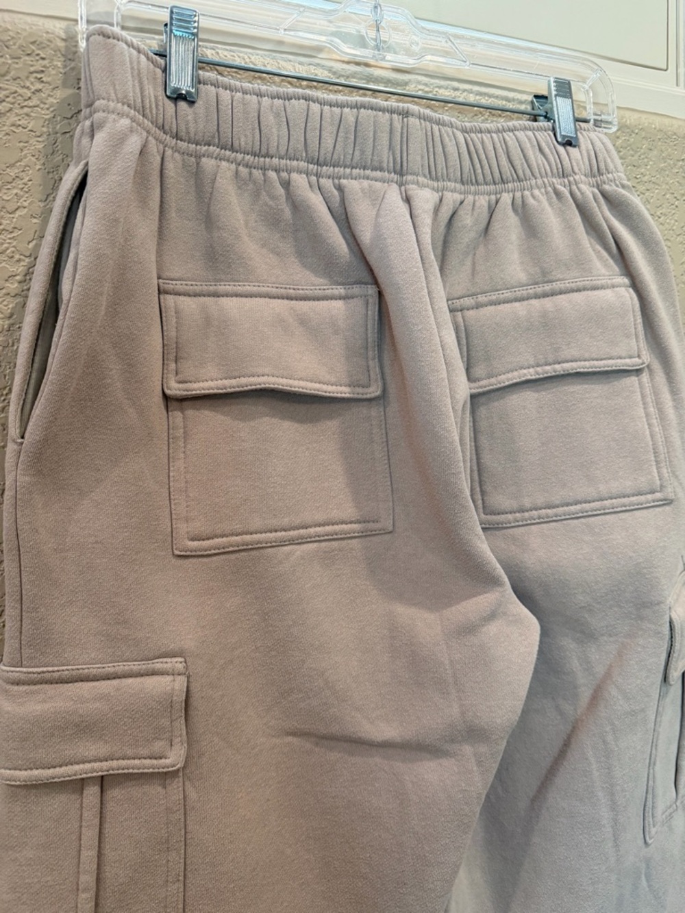 Qinsen Light Taupe Cargo Sweatpants - Picture 6 of 9